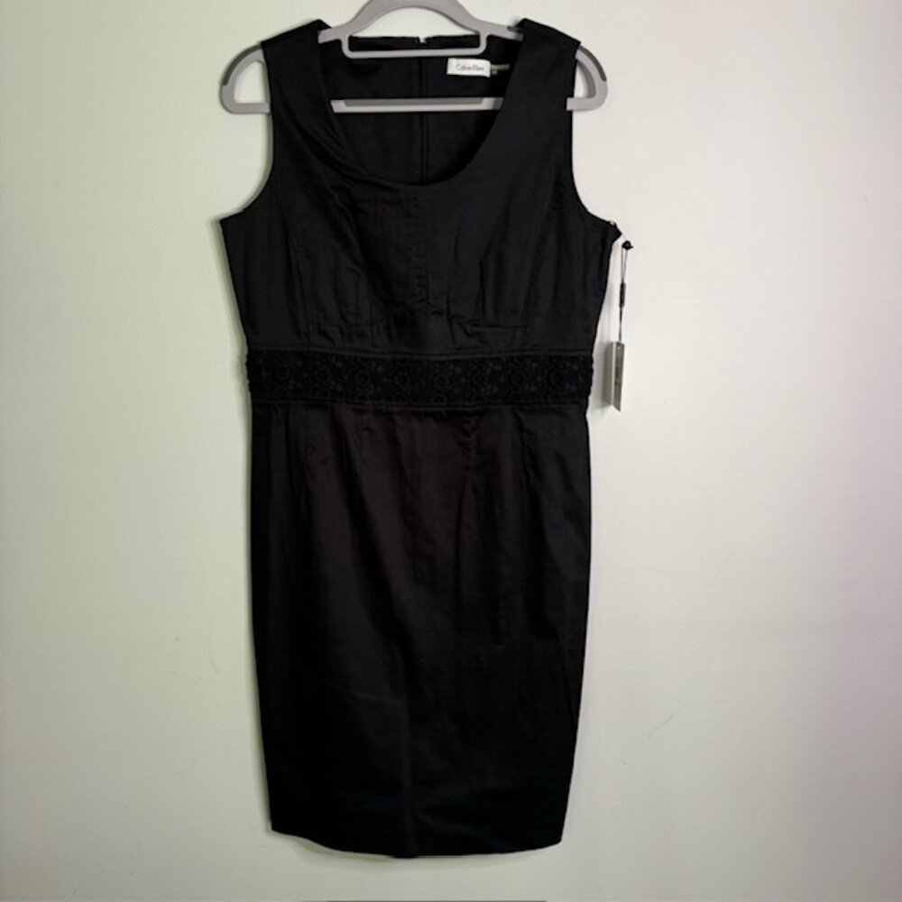 Calvin Klein Women's Sleeveless Black Dress Crochet Embellishment Size 10 NEW!!!